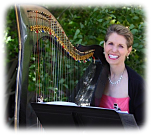 Harpist Anne Roos Smiling
