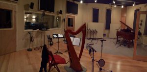 Anne Roos' harp in the Recording Studio