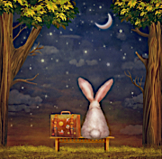 Bunny sitting under Crescent Moon
