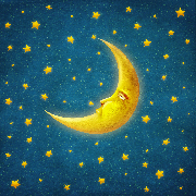 Golden Crescent Moon and Stars