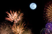 Moon and Fireworks