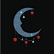 Crescent Moon, Hearts, and Crystals