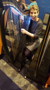 Harpist Anne Roos playing at Somerset Folk Harp Festival