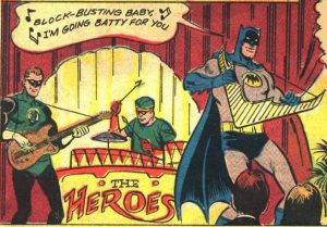 Batman playing harp