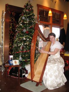 Harpist Anne Roos playing at the Christmas Tree