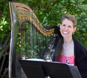 Harpist Anne Roos Smiling